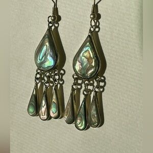 💯 Authentic Abalone and Sterling silver Teardrop Earrings